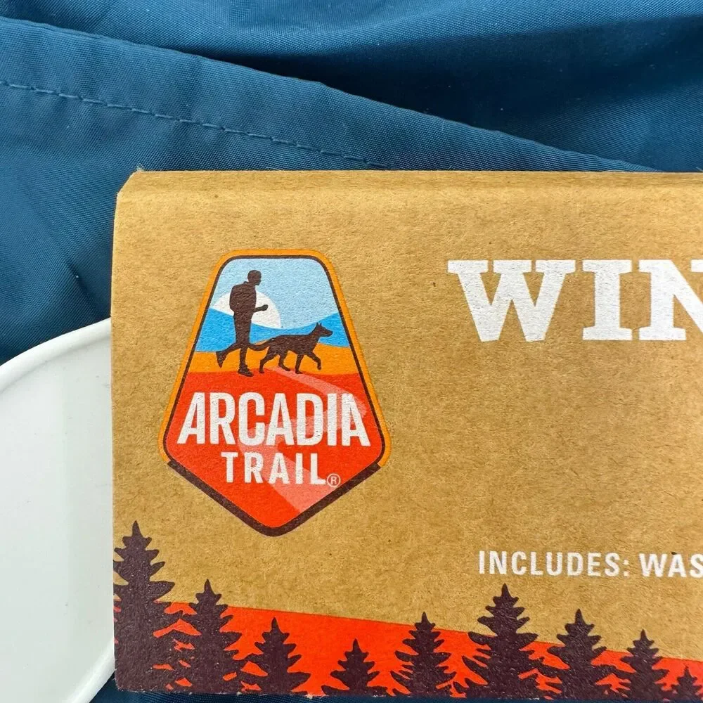 Arcadia Trail Dog Navy Colorblock Windbreaker Jacket Packable‎ Hood Poop Bag NWT